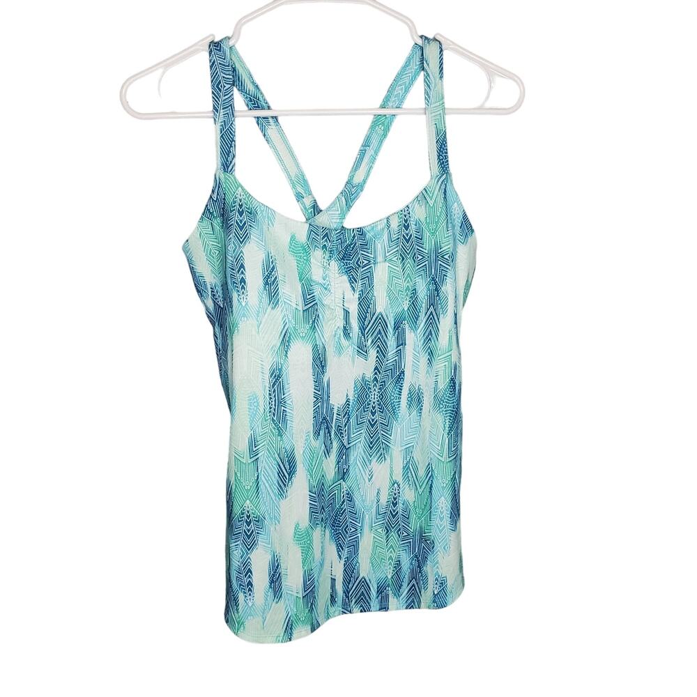 Marmot Camille Tank Top Women's Medium Blue Geometric Print Strappy Activewear